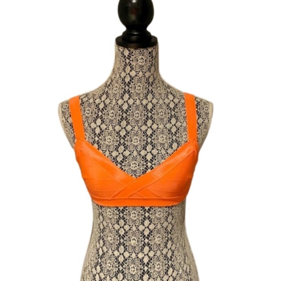 H&M Women's Bandage Bikini Top in Neon Orange│Size US 6 - Picture 12 of 14